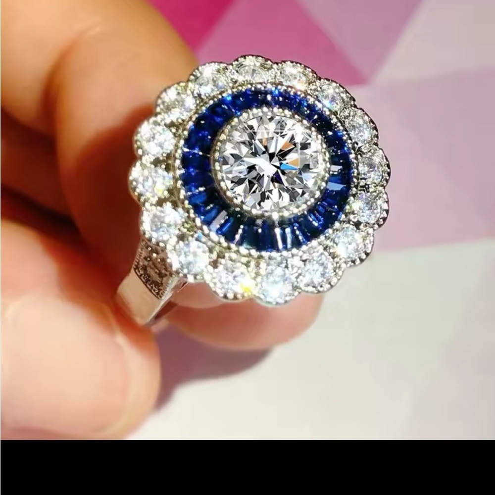Farah Jewelry Blue and Silver Ring